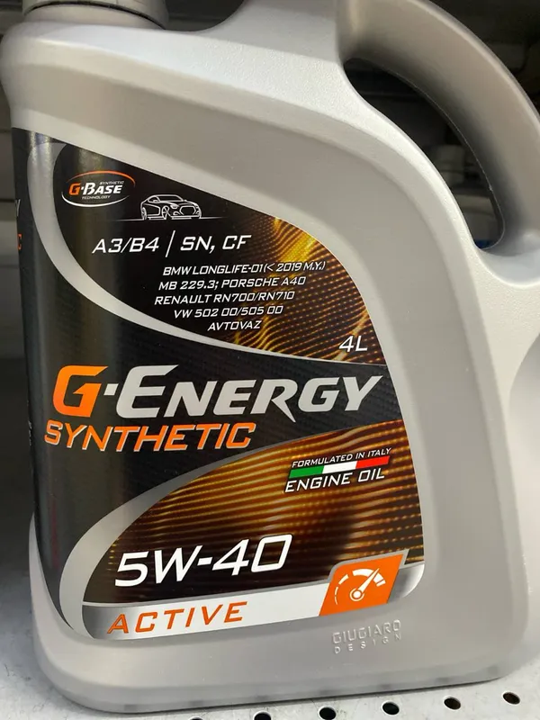 Канистра G-Energy Synthetic Active 5W-40 на 4 литра, допуски A3/B4 и SN/CF